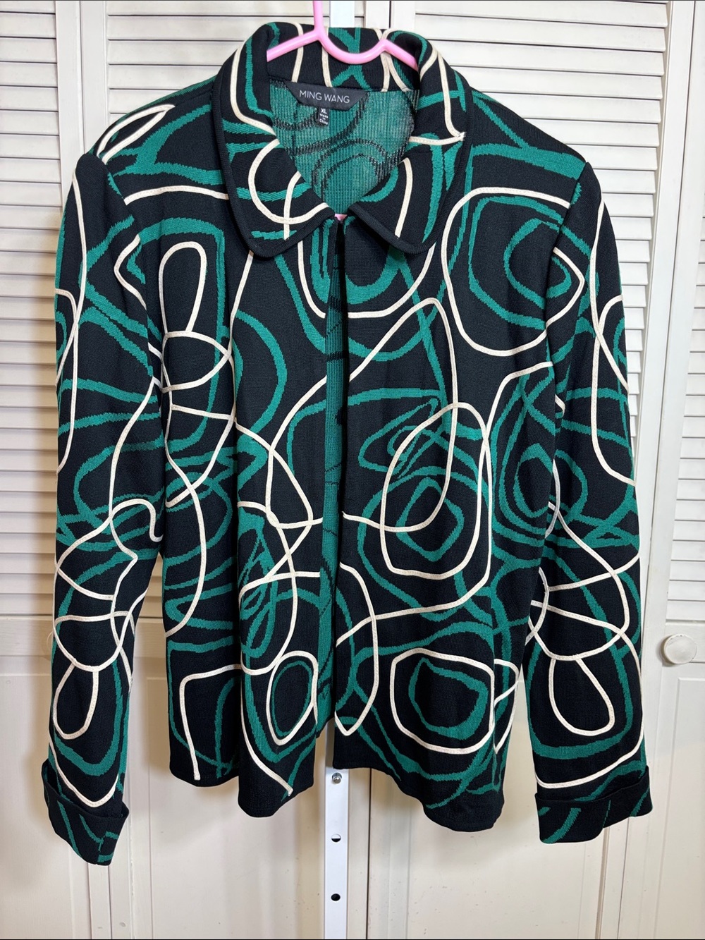 Ming Wang Abstract Hook & Eye Cardigan Blazer Jacket XL